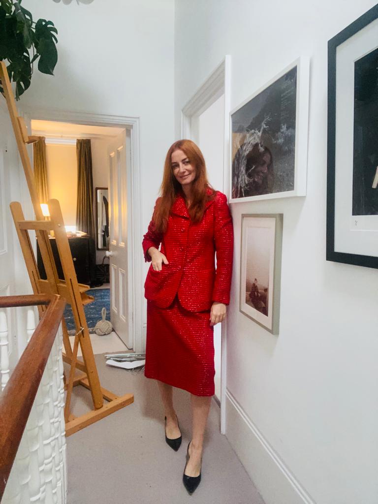 Red Harrods Skirt suit. Writer and columnist Stacey Duguid explains how her self-belief has been bolstered by rediscovering her passion for second-hand fashion.