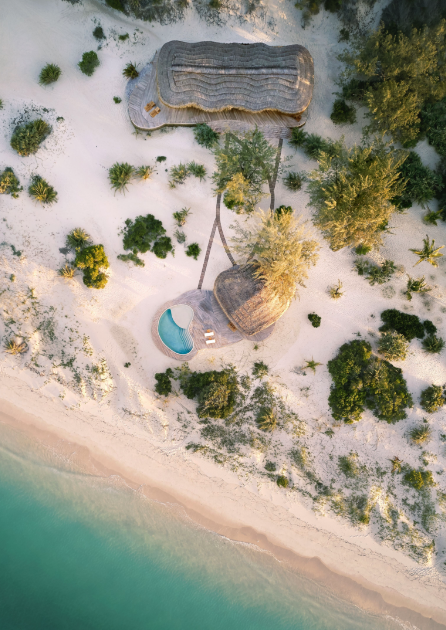 Private beach house. Coastal resort. Created by local artisans, Kisawa Sanctuary in Mozambique comes complete with your own acre of beachfront and coastal forest.