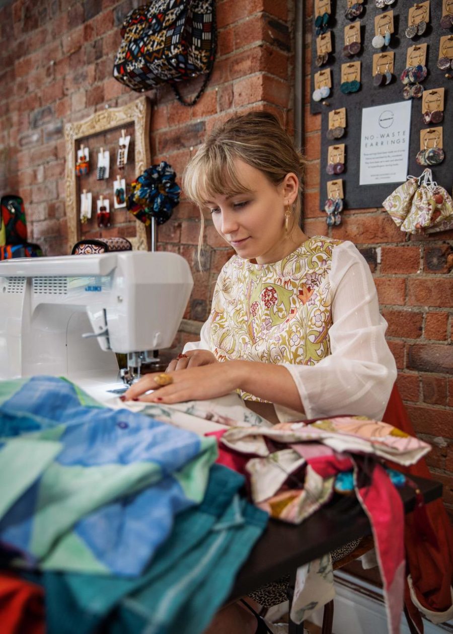 Woman at a sewing machine